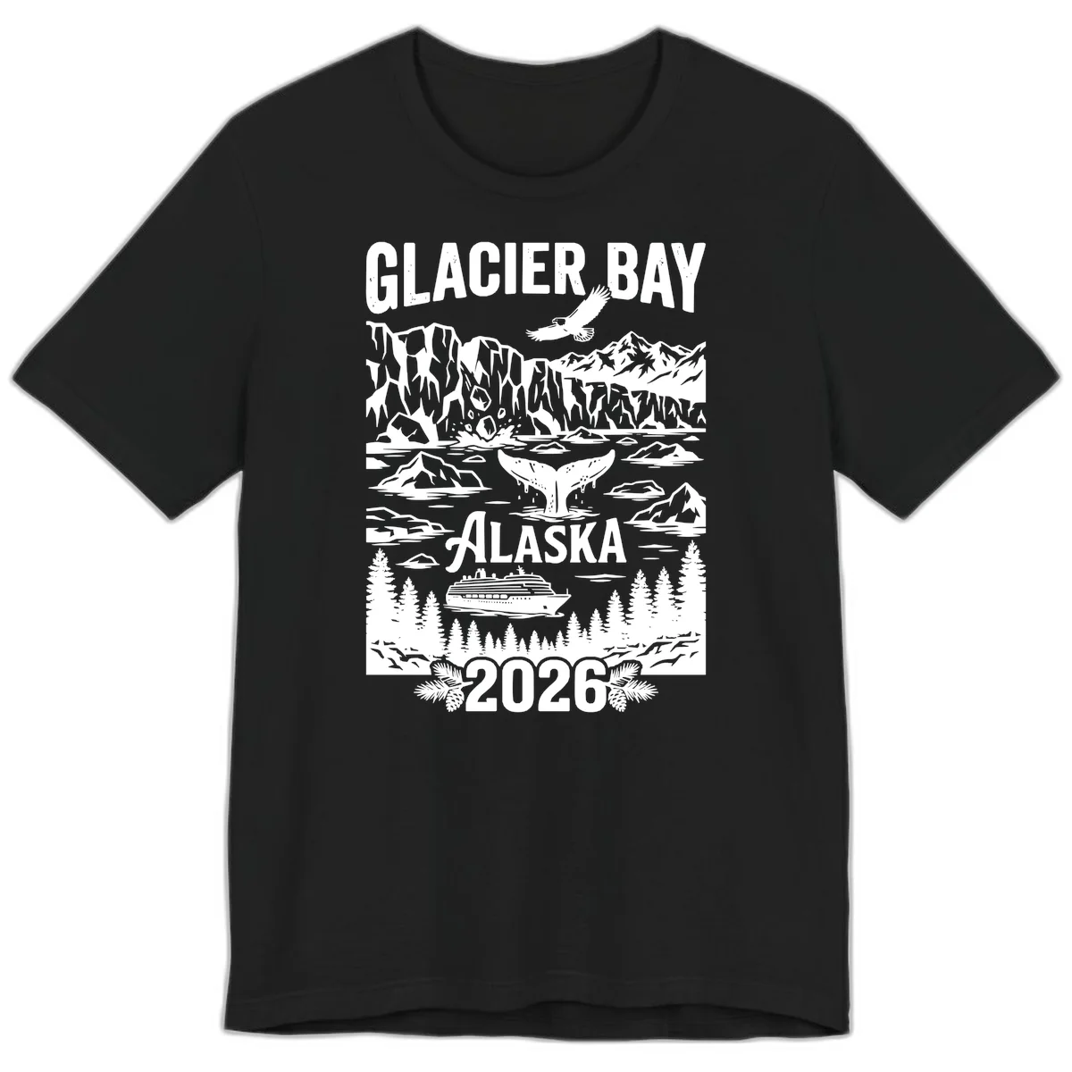 Glacier Bay Alaska Cruise 2026 Premium Tee in Black