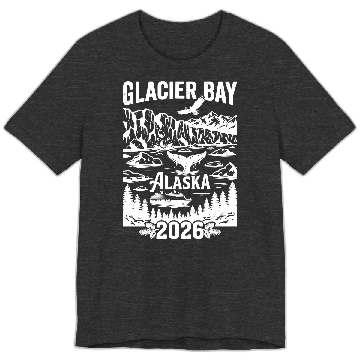 Glacier Bay Alaska Cruise 2026 Premium Tee in Dark Grey Heather