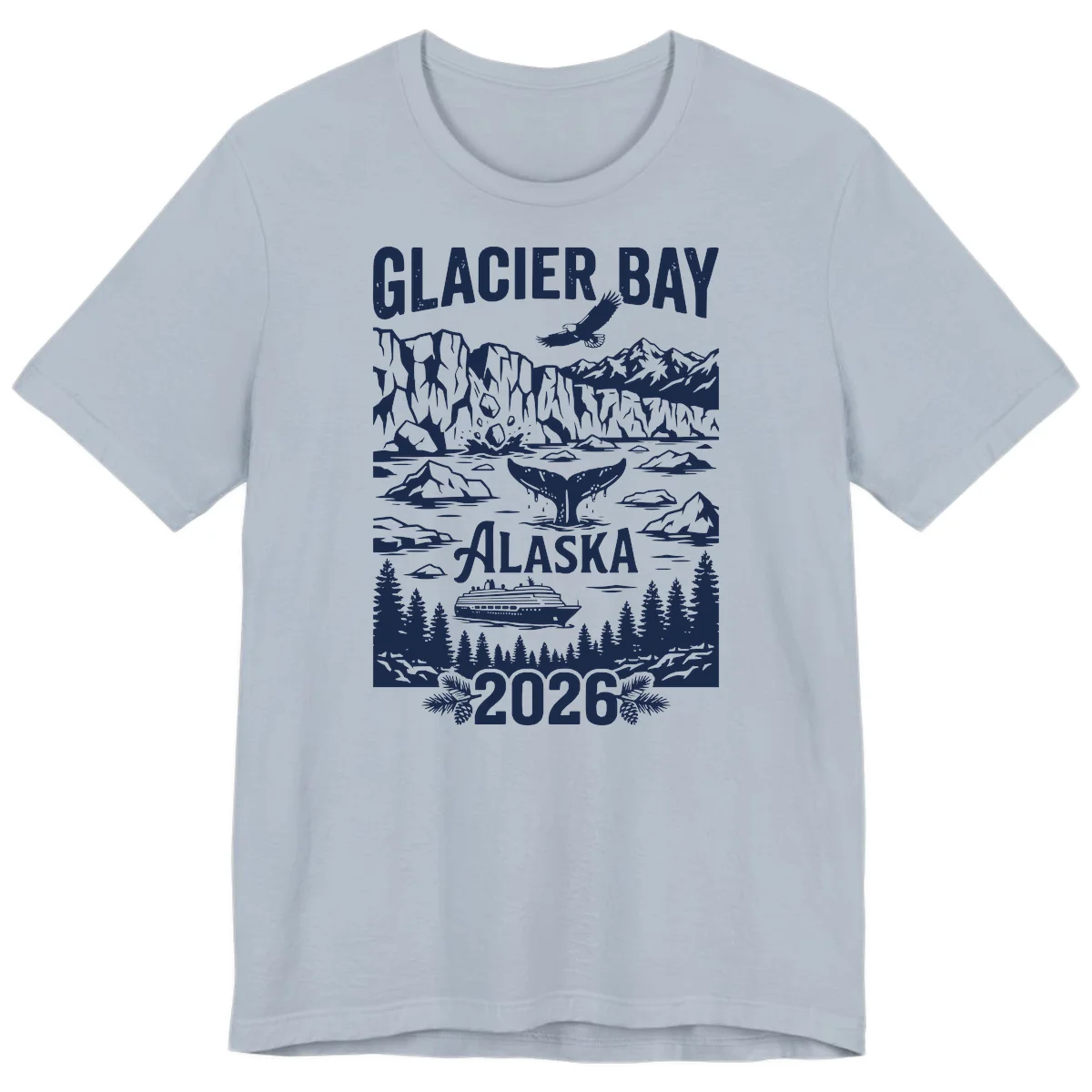Glacier Bay Alaska Cruise 2026 Premium Tee in Light Blue