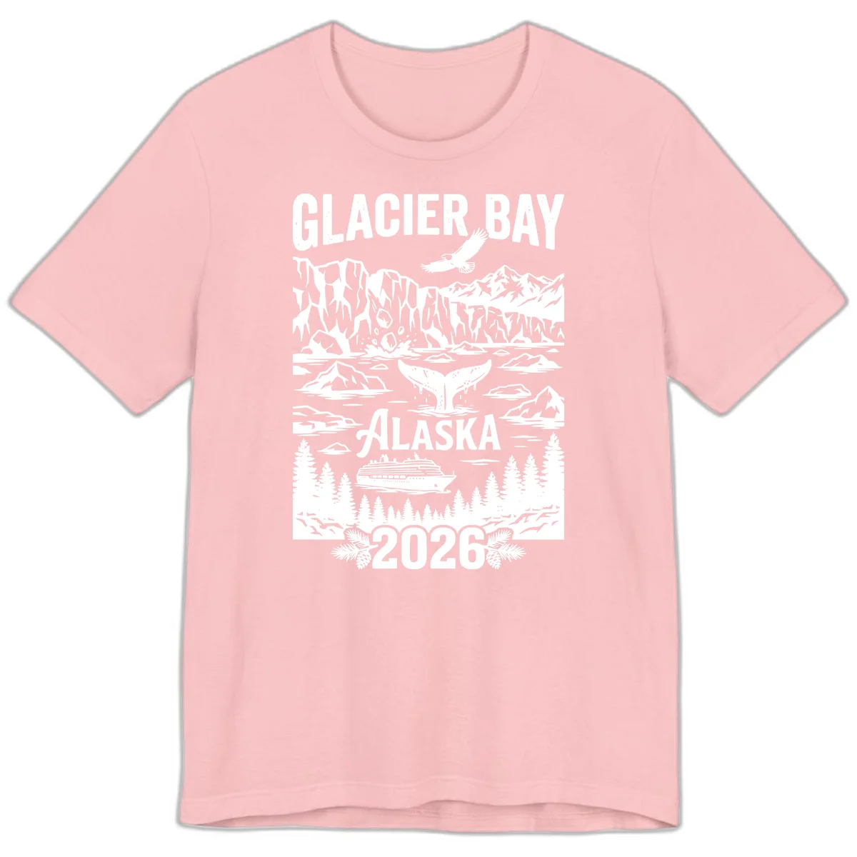 Glacier Bay Alaska Cruise 2026 Premium Tee in Pink