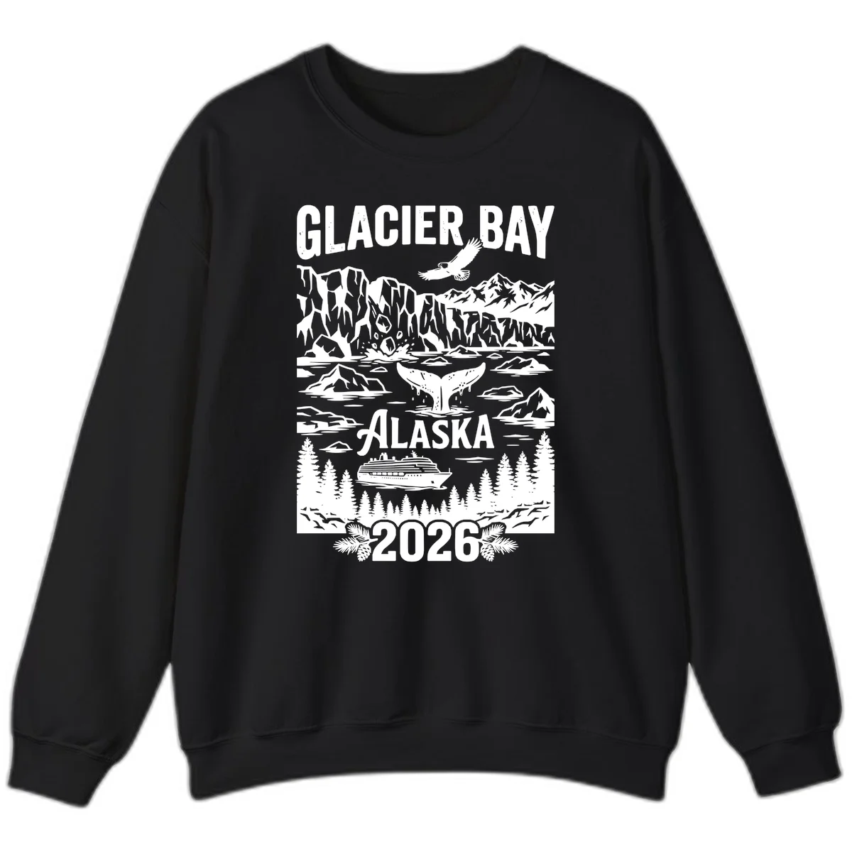 Glacier Bay Alaska Cruise 2026 Sweatshirt in Black