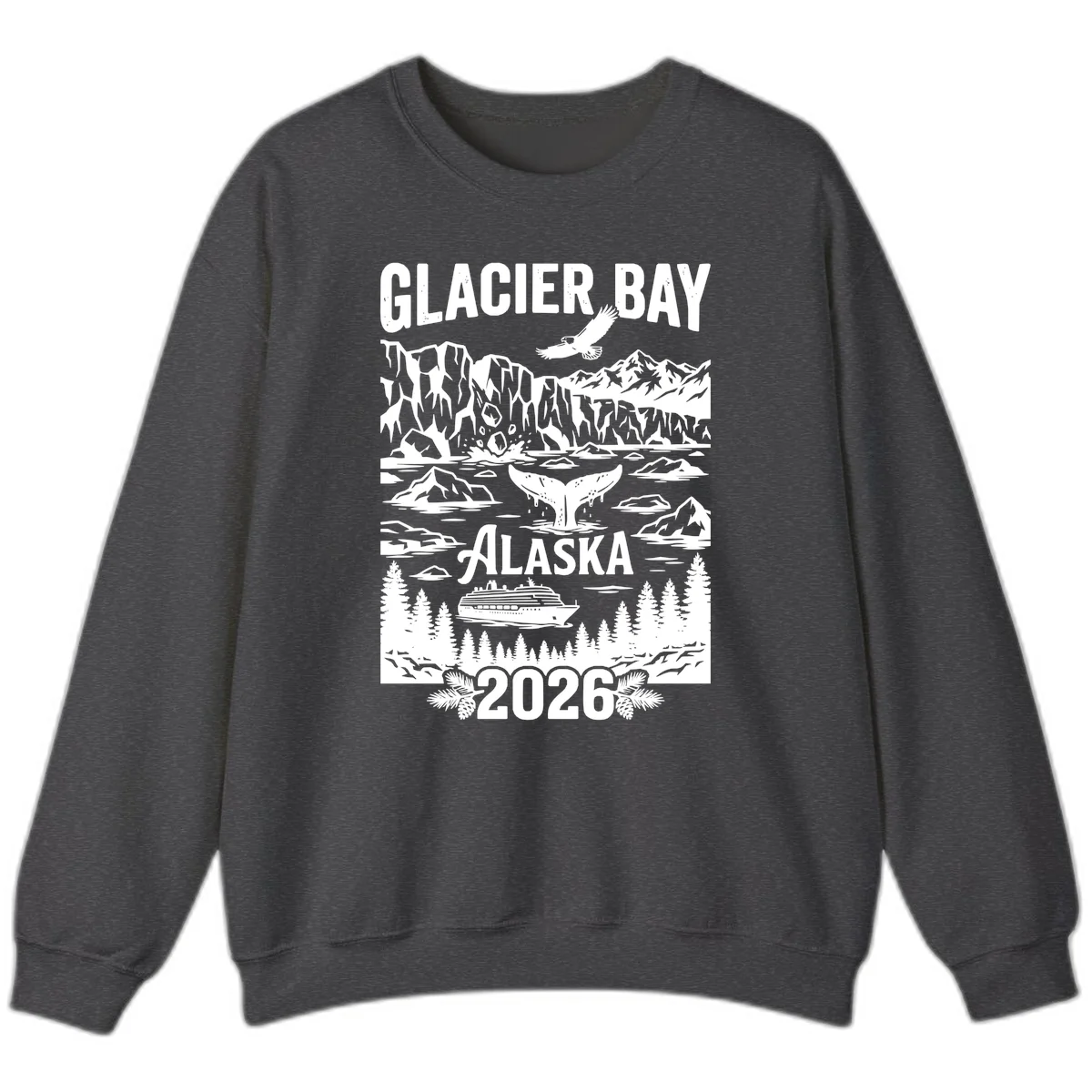 Glacier Bay Alaska Cruise 2026 Sweatshirt in Dark Heather