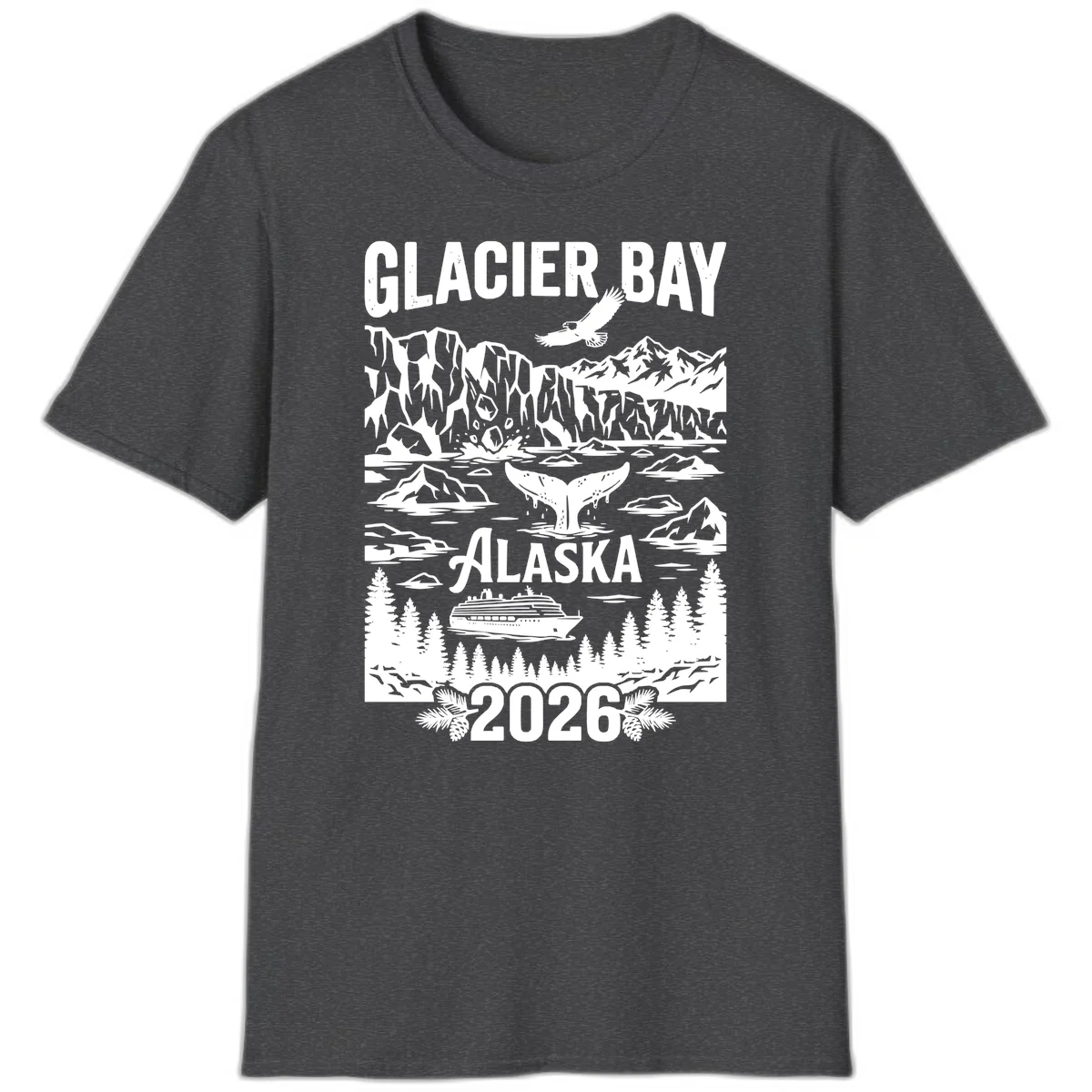 Glacier Bay Alaska Cruise 2026 T-Shirt in Dark Heather
