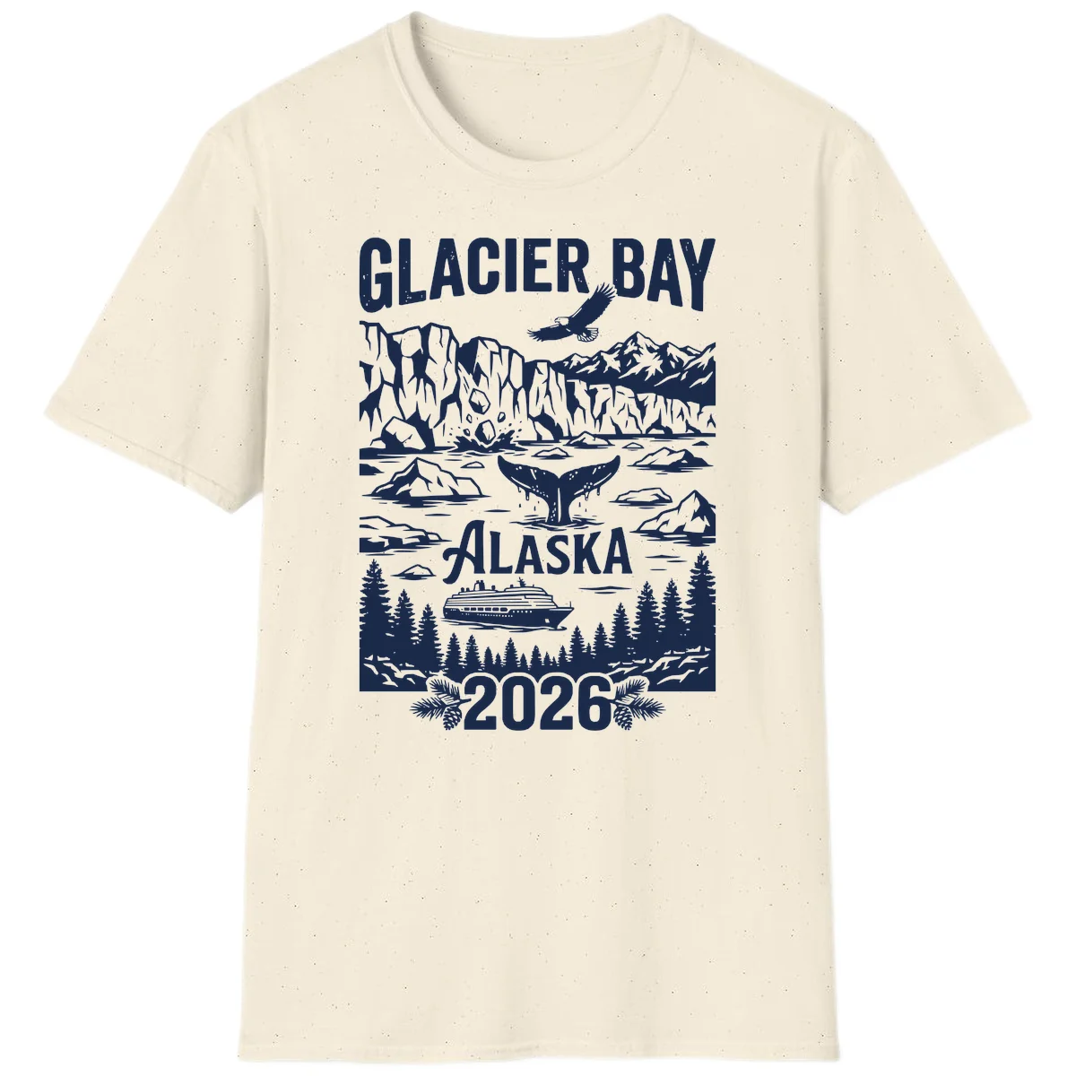 Glacier Bay Alaska Cruise 2026 T-Shirt in Natural