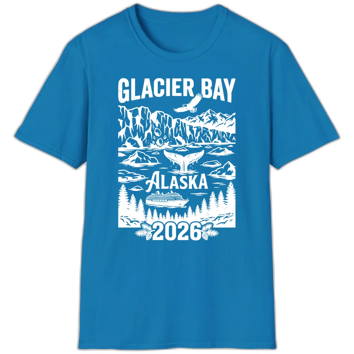 Glacier Bay Alaska Cruise 2026 T-Shirt in Sapphire