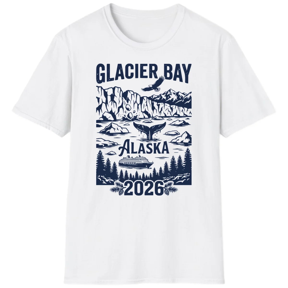 Glacier Bay Alaska Cruise 2026 T-Shirt in White