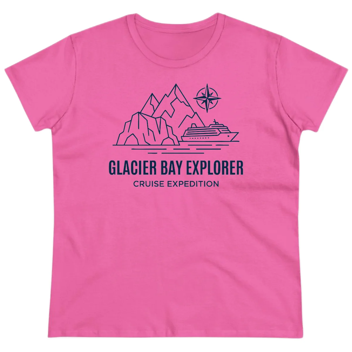 Glacier Bay Explorer Alaska Cruise Ladies Tee in Azalea