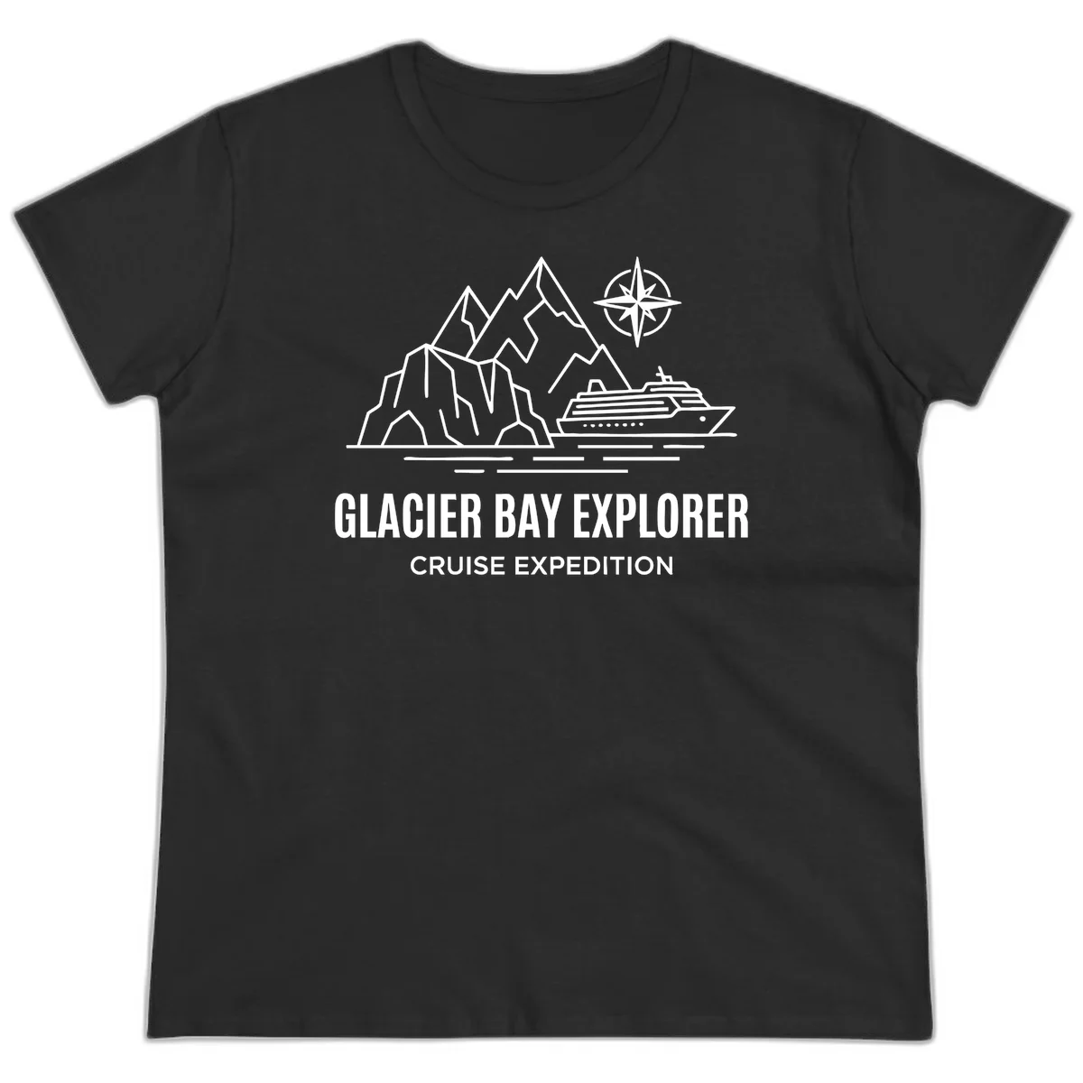 Glacier Bay Explorer Alaska Cruise Ladies Tee in Black