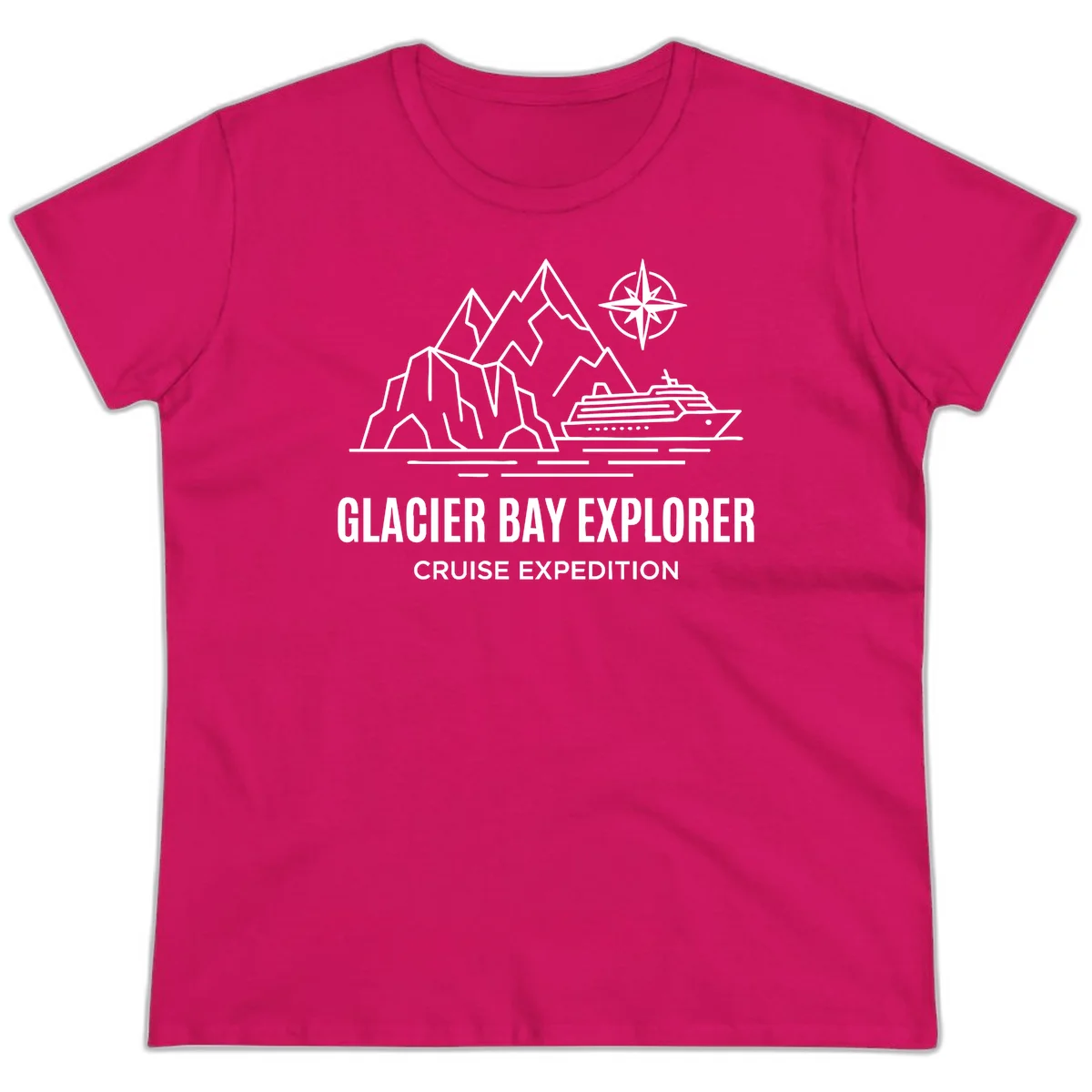 Glacier Bay Explorer Alaska Cruise Ladies Tee in Heliconia