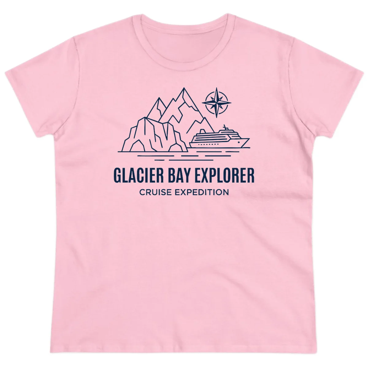 Glacier Bay Explorer Alaska Cruise Ladies Tee in Light Pink