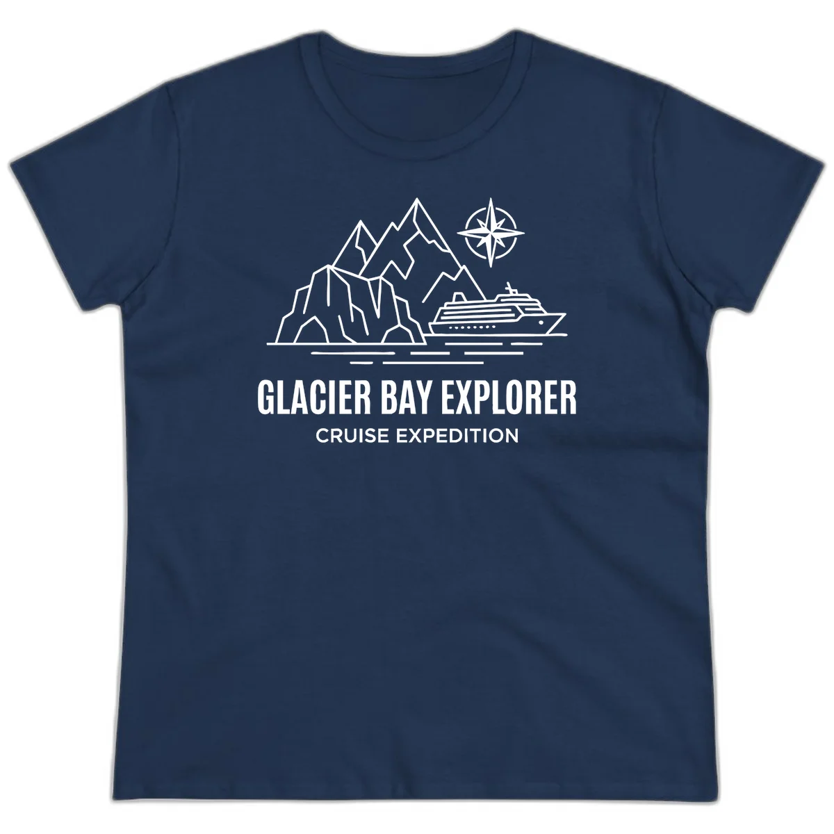 Glacier Bay Explorer Alaska Cruise Ladies Tee in Navy