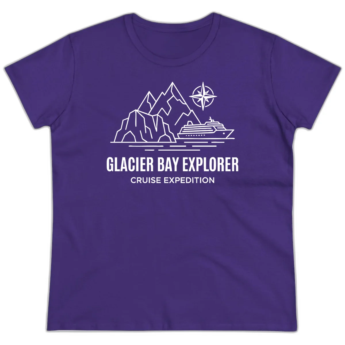 Glacier Bay Explorer Alaska Cruise Ladies Tee in Purple