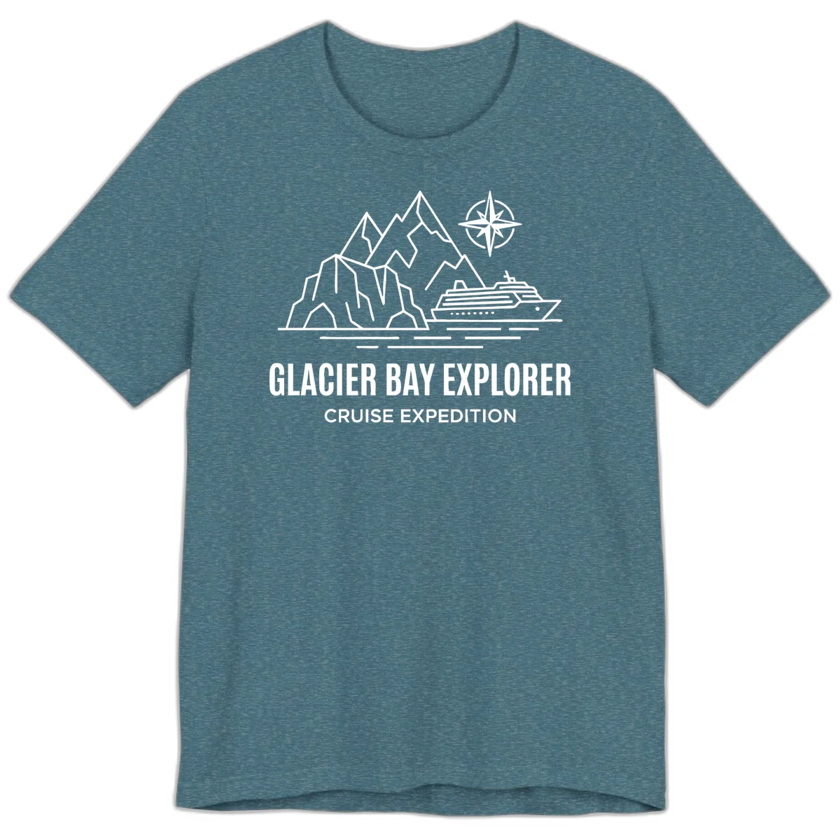 Glacier Bay Explorer Alaska Cruise Premium Tee in Heather Deep Teal