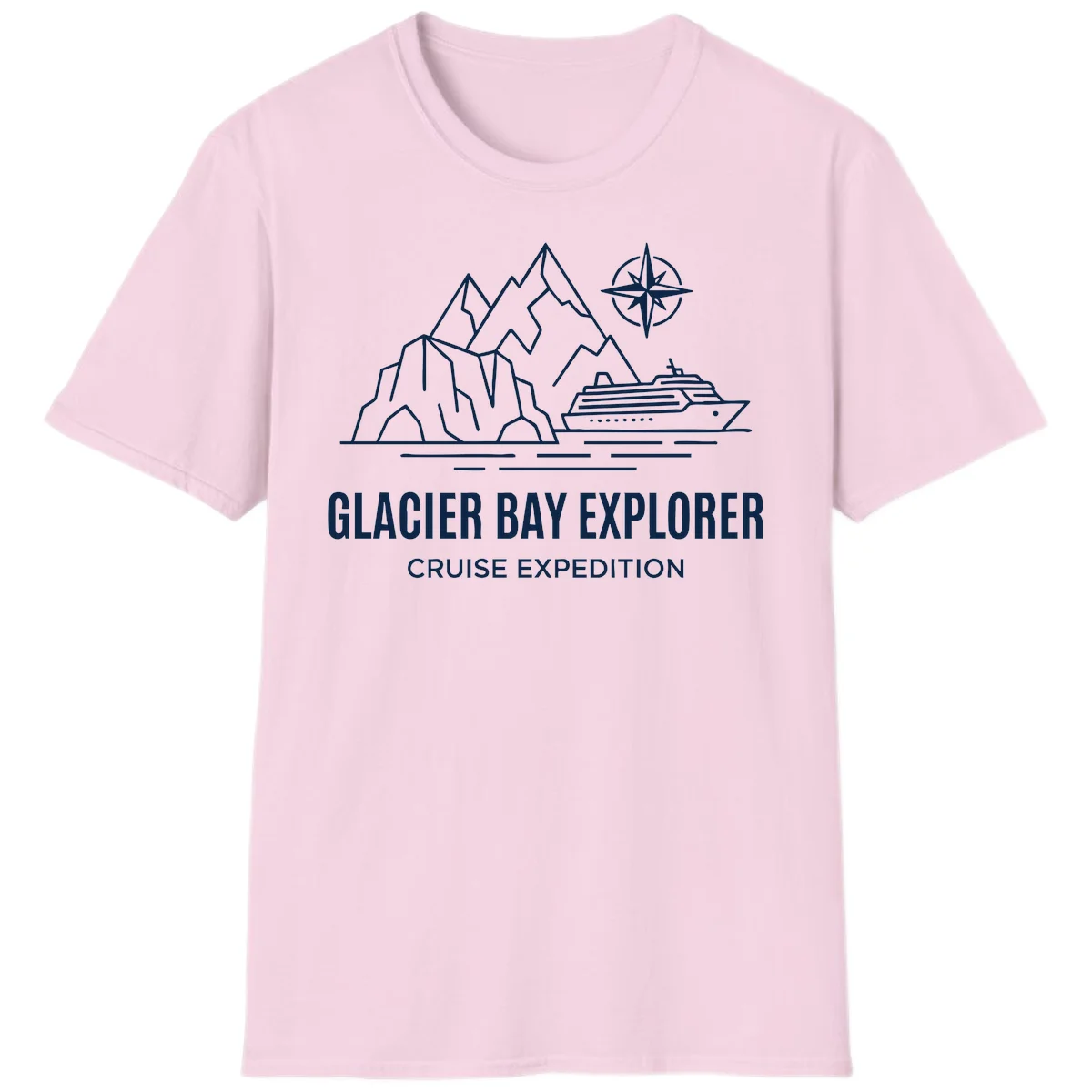 Glacier Bay Explorer Alaska Cruise T-Shirt in Light Pink