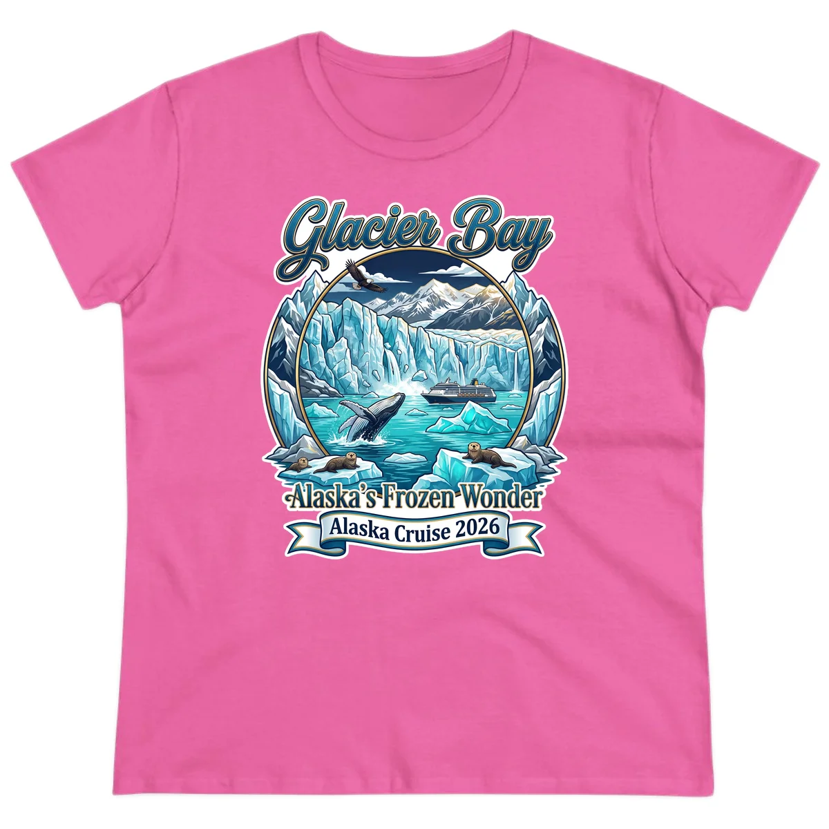Glacier Bay Alaska's Frozen Wonder Ladies Tee in Azalea