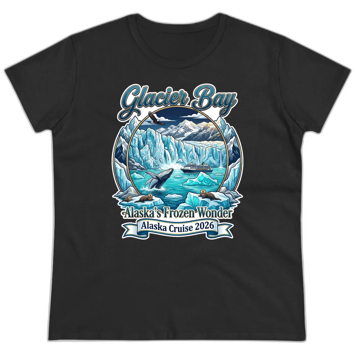 Glacier Bay Alaska's Frozen Wonder Ladies Tee in Black
