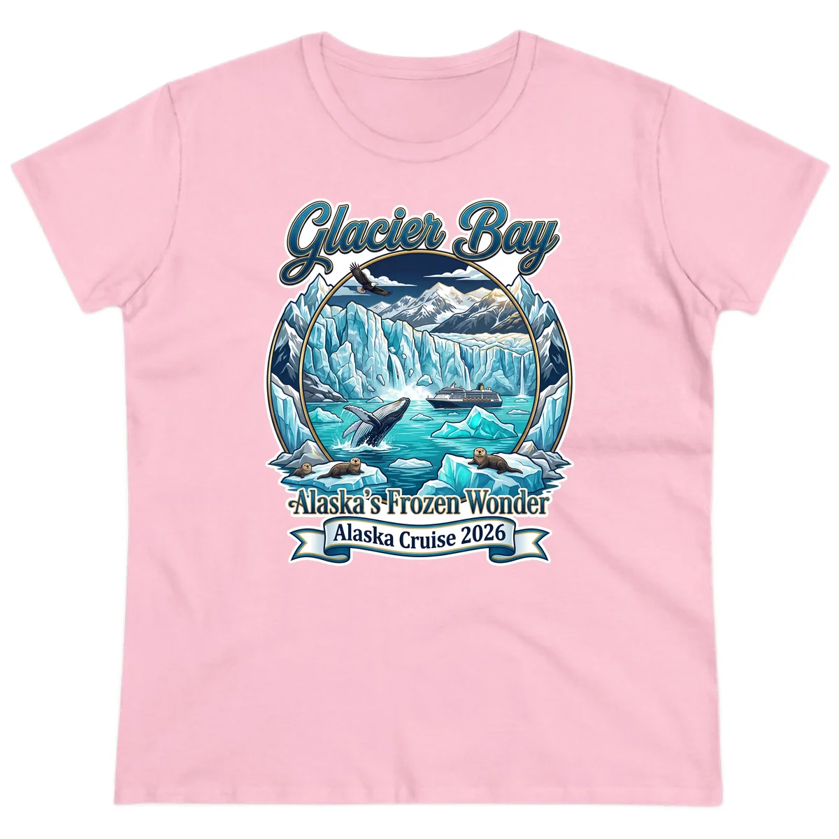 Glacier Bay Alaska's Frozen Wonder Ladies Tee in Light Pink