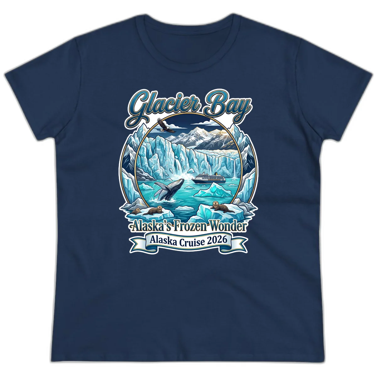 Glacier Bay Alaska's Frozen Wonder Ladies Tee in Navy