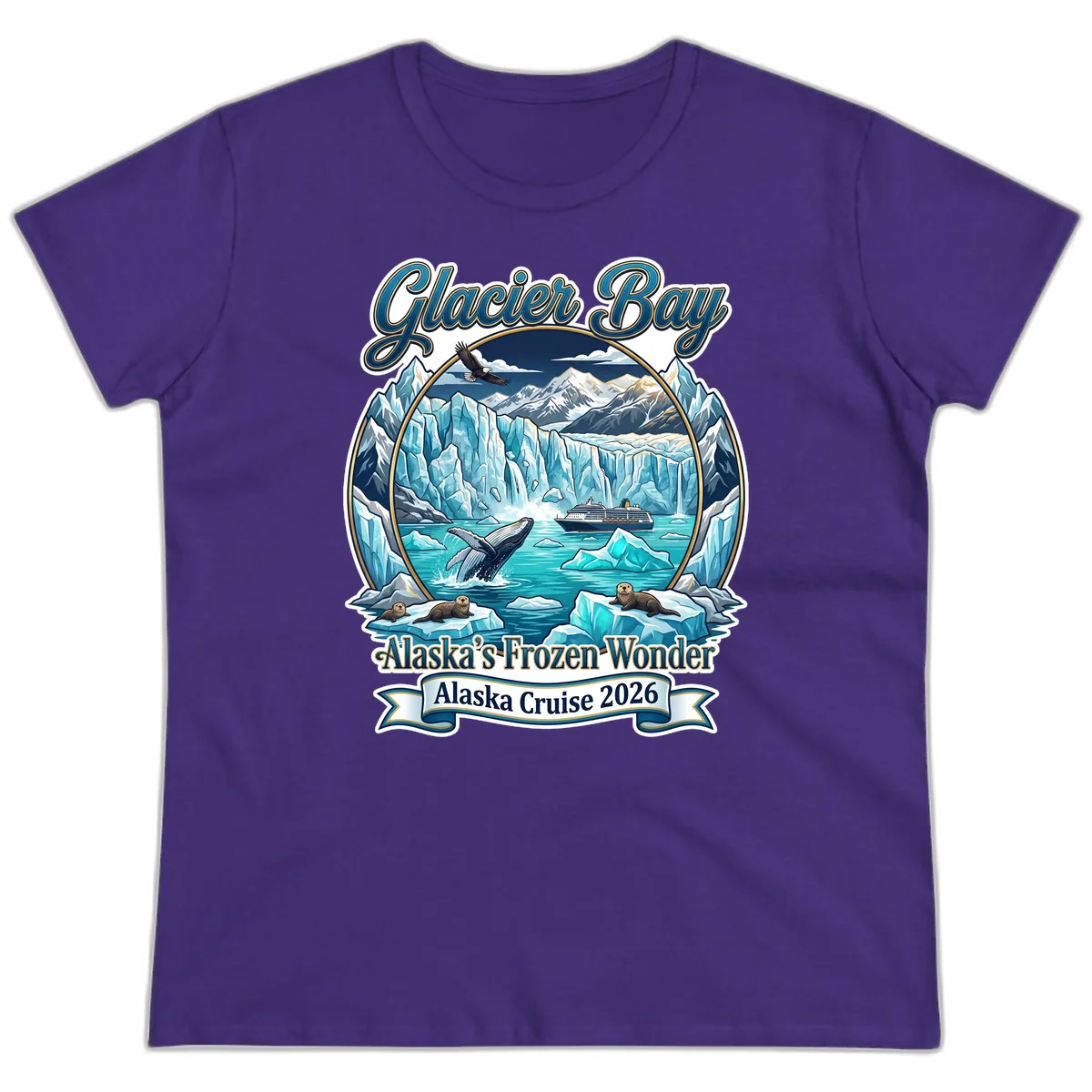 Glacier Bay Alaska's Frozen Wonder Ladies Tee in Purple