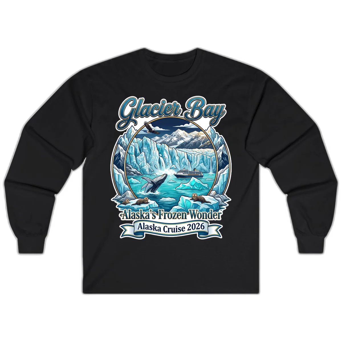 Glacier Bay Alaska's Frozen Wonder Long Sleeve Shirt in Black