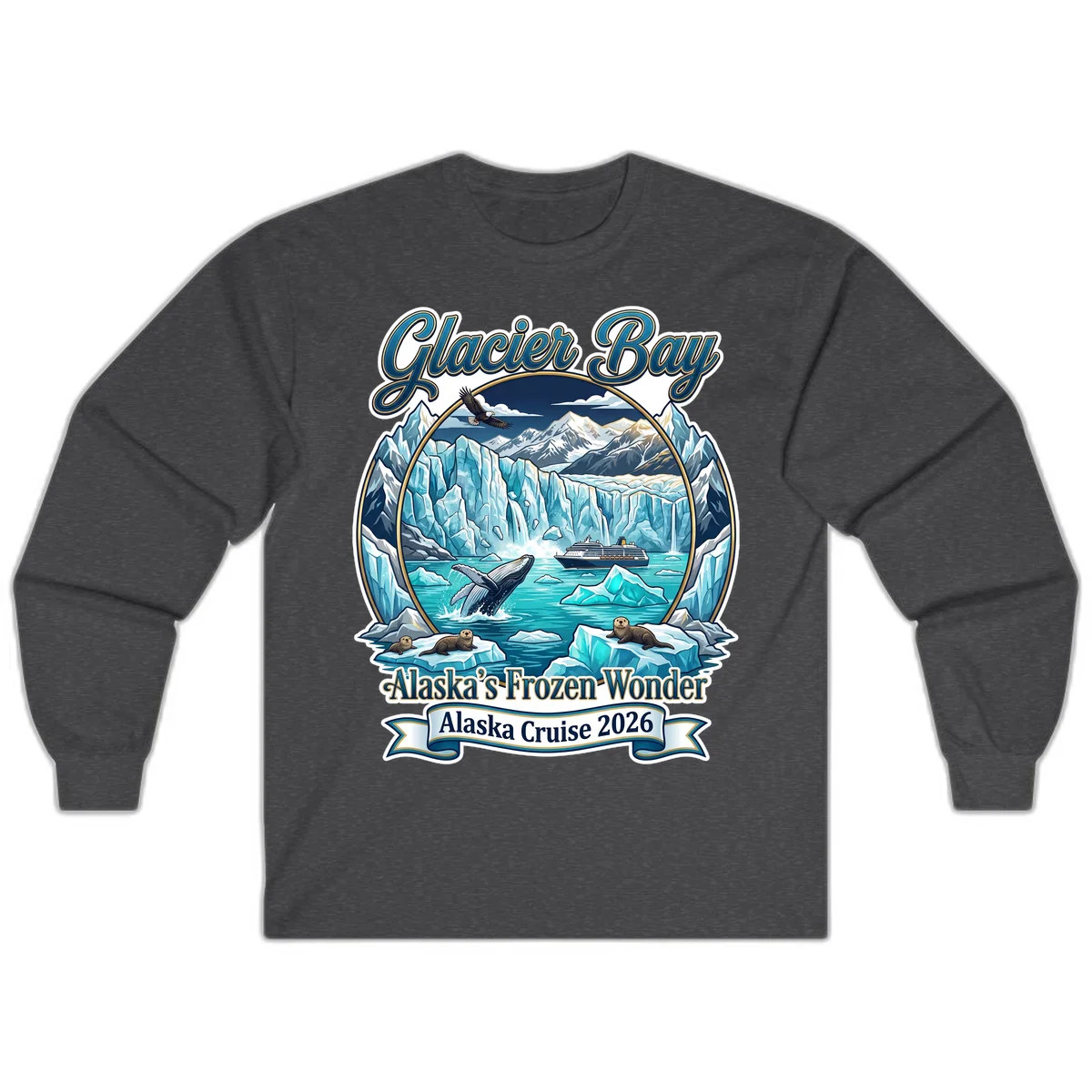 Glacier Bay Alaska's Frozen Wonder Long Sleeve Shirt in Dark Heather