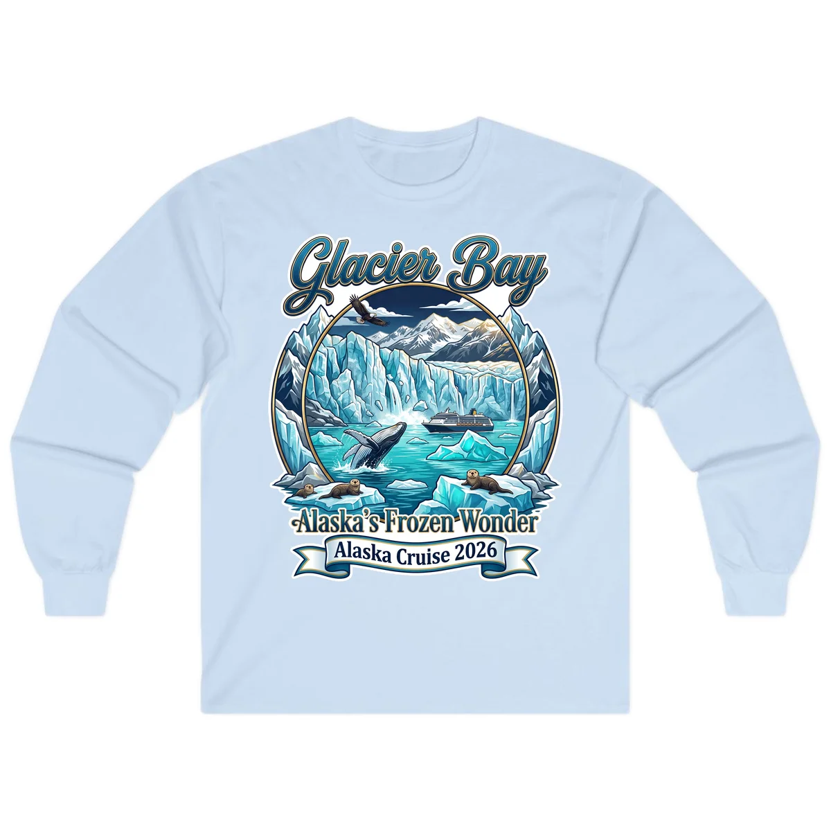Glacier Bay Alaska's Frozen Wonder Long Sleeve Shirt in Light Blue