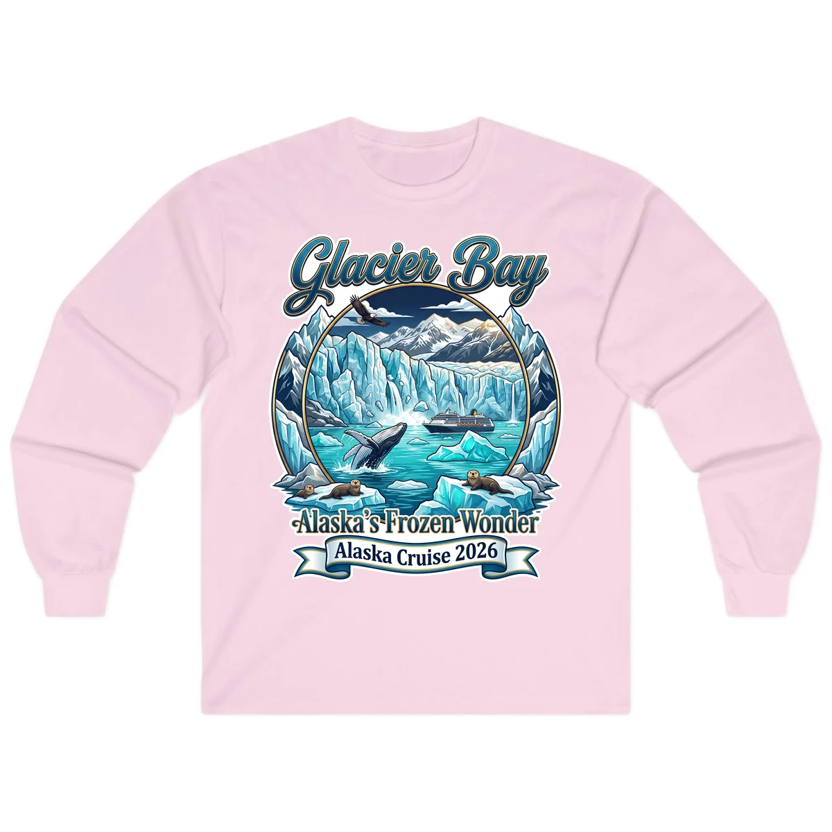 Glacier Bay Alaska's Frozen Wonder Long Sleeve Shirt in Light Pink