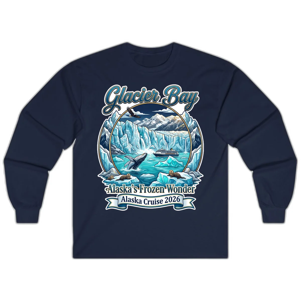 Glacier Bay Alaska's Frozen Wonder Long Sleeve Shirt in Navy