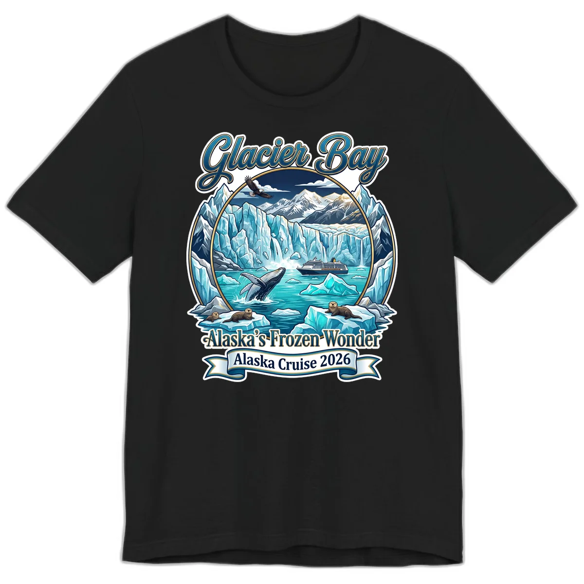 Glacier Bay Alaska's Frozen Wonder Premium T-Shirt in Black