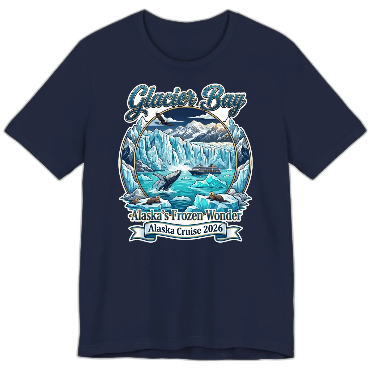 Glacier Bay Alaska's Frozen Wonder Premium T-Shirt in Navy