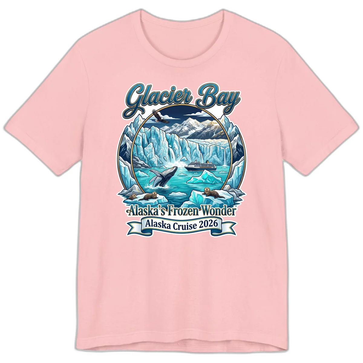 Glacier Bay Alaska's Frozen Wonder Premium T-Shirt in Pink