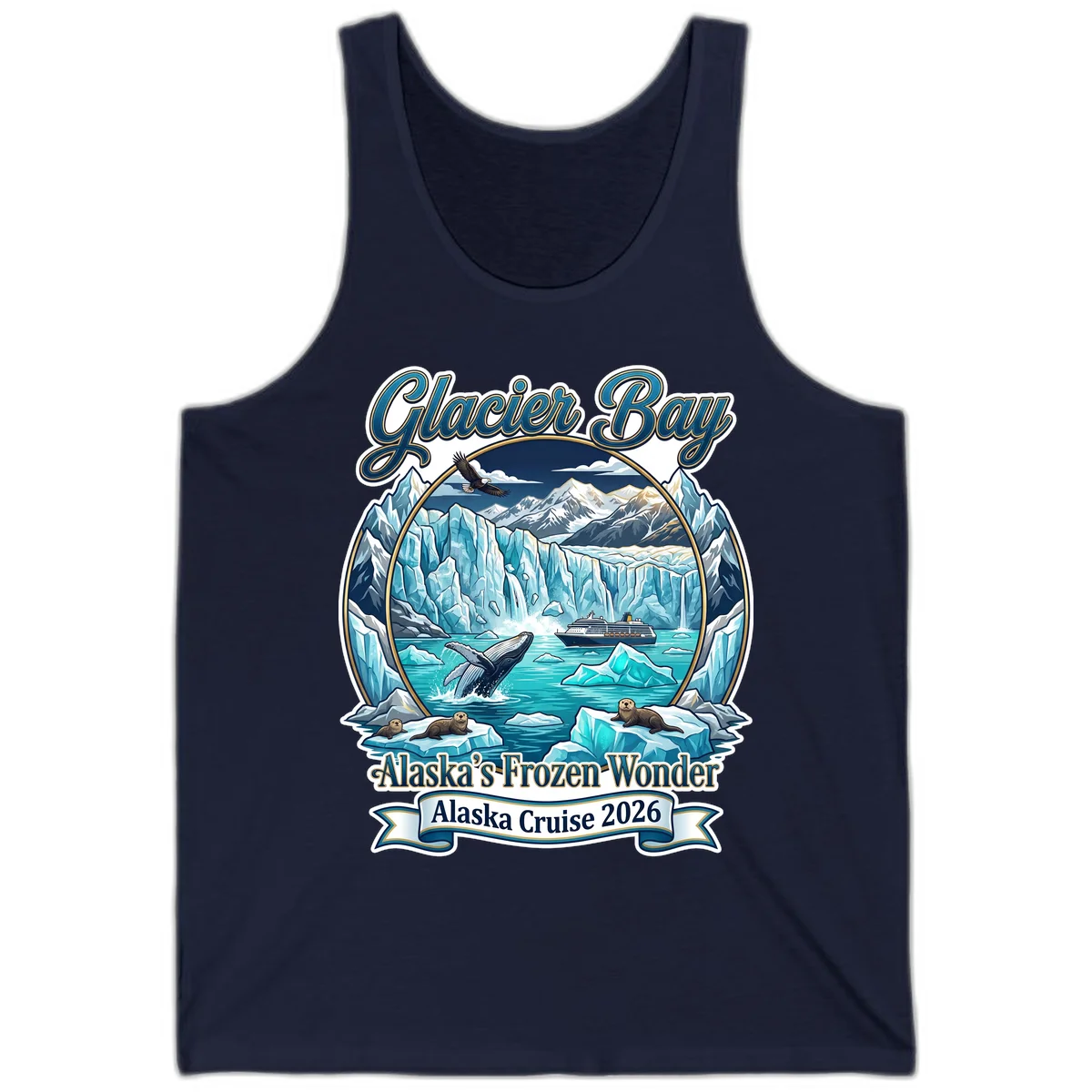 Glacier Bay Alaska's Frozen Wonder Tank Top in Navy