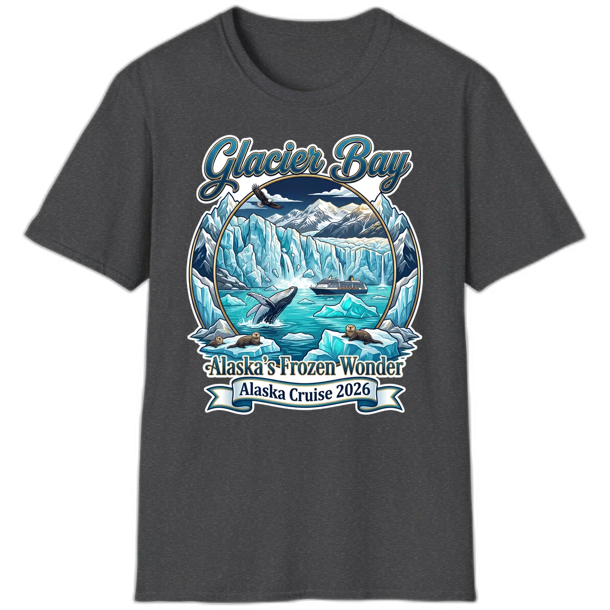 Glacier Bay Alaska's Frozen Wonder T-Shirt in Dark Heather