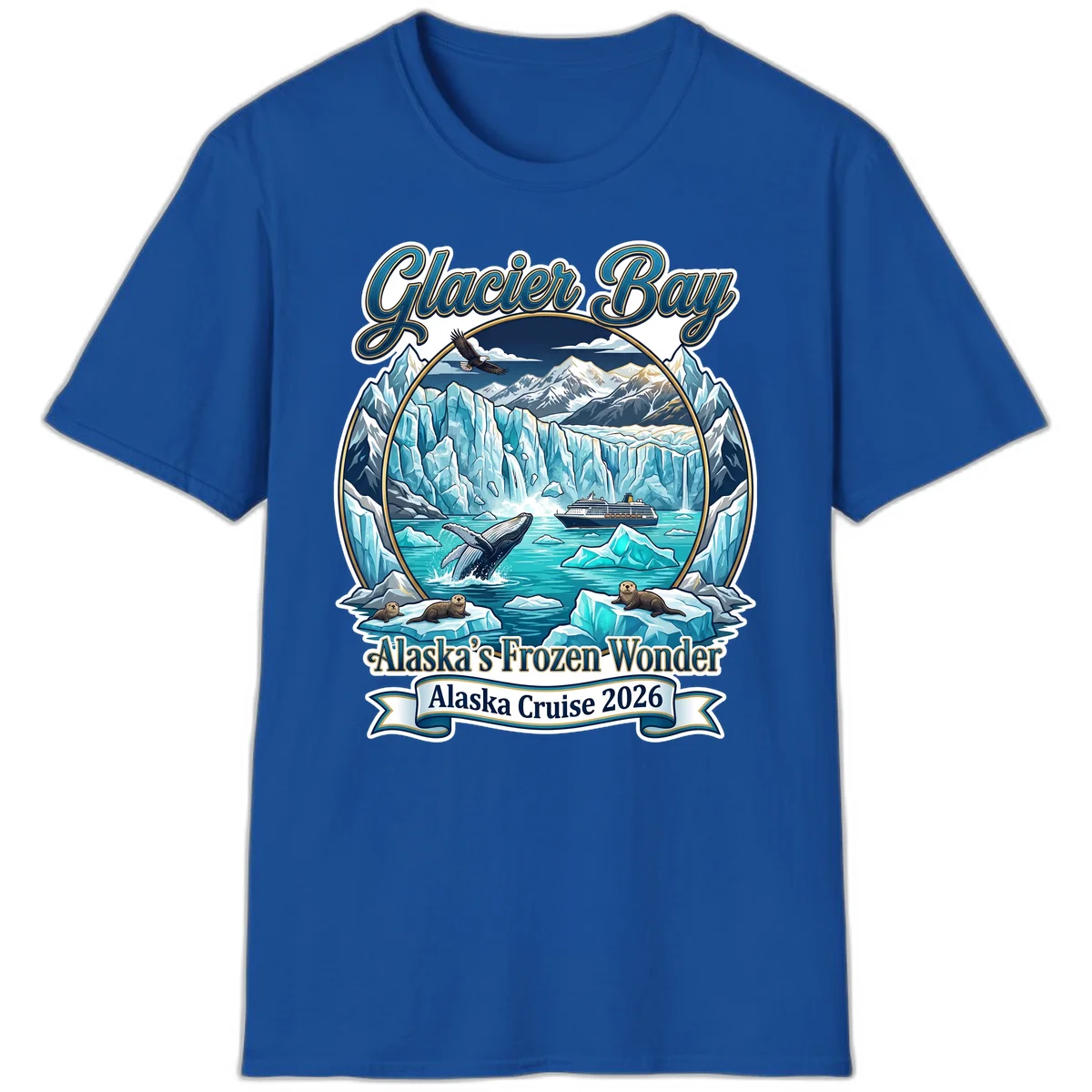 Glacier Bay Alaska's Frozen Wonder T-Shirt in Royal