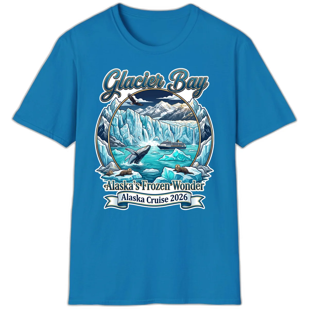 Glacier Bay Alaska's Frozen Wonder T-Shirt in Sapphire