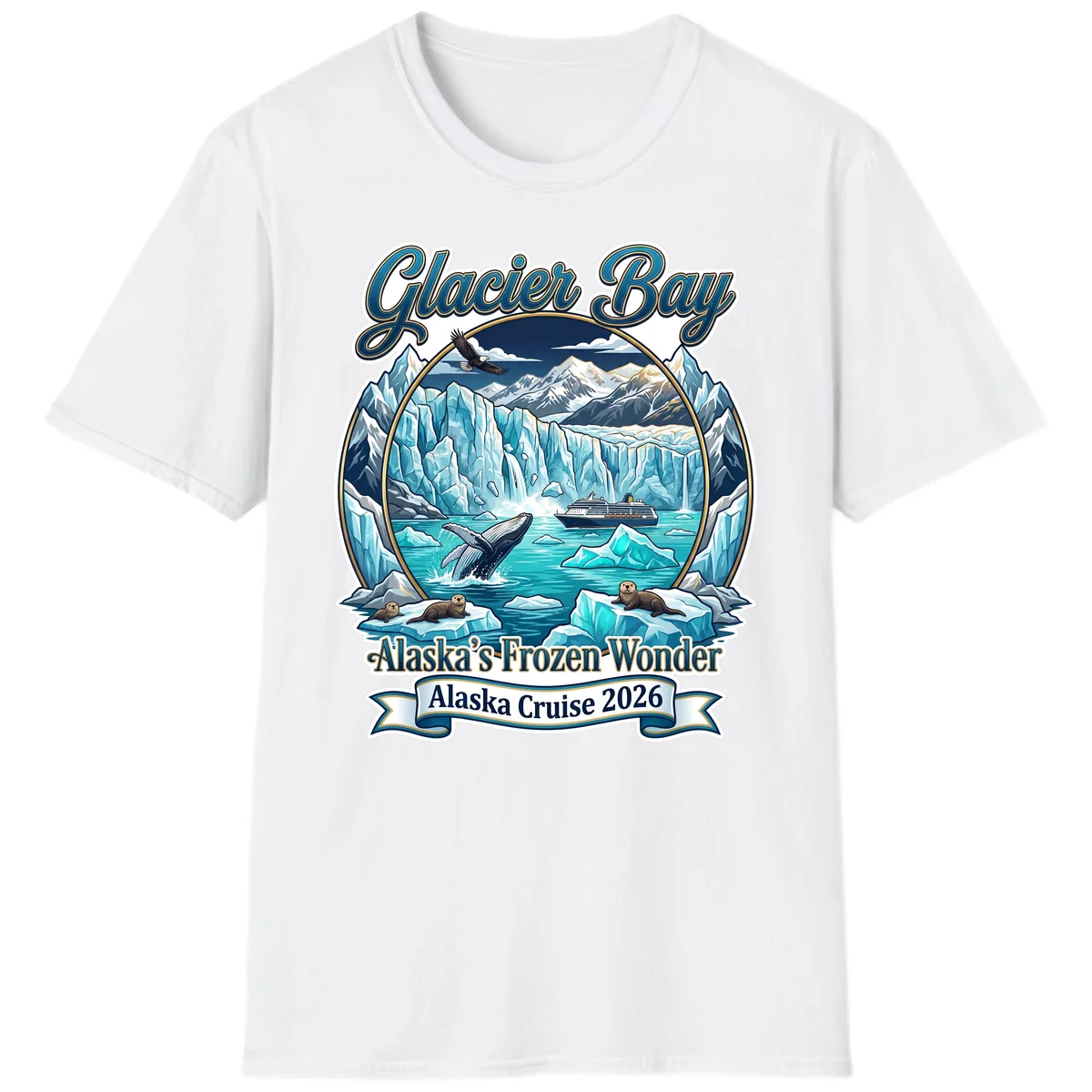 Glacier Bay Alaska's Frozen Wonder T-Shirt in White