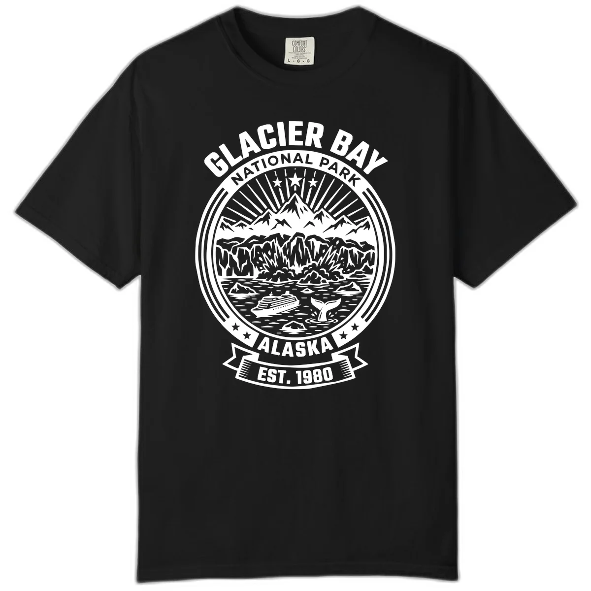 Glacier Bay National Park Comfort Color T-Shirt in Black