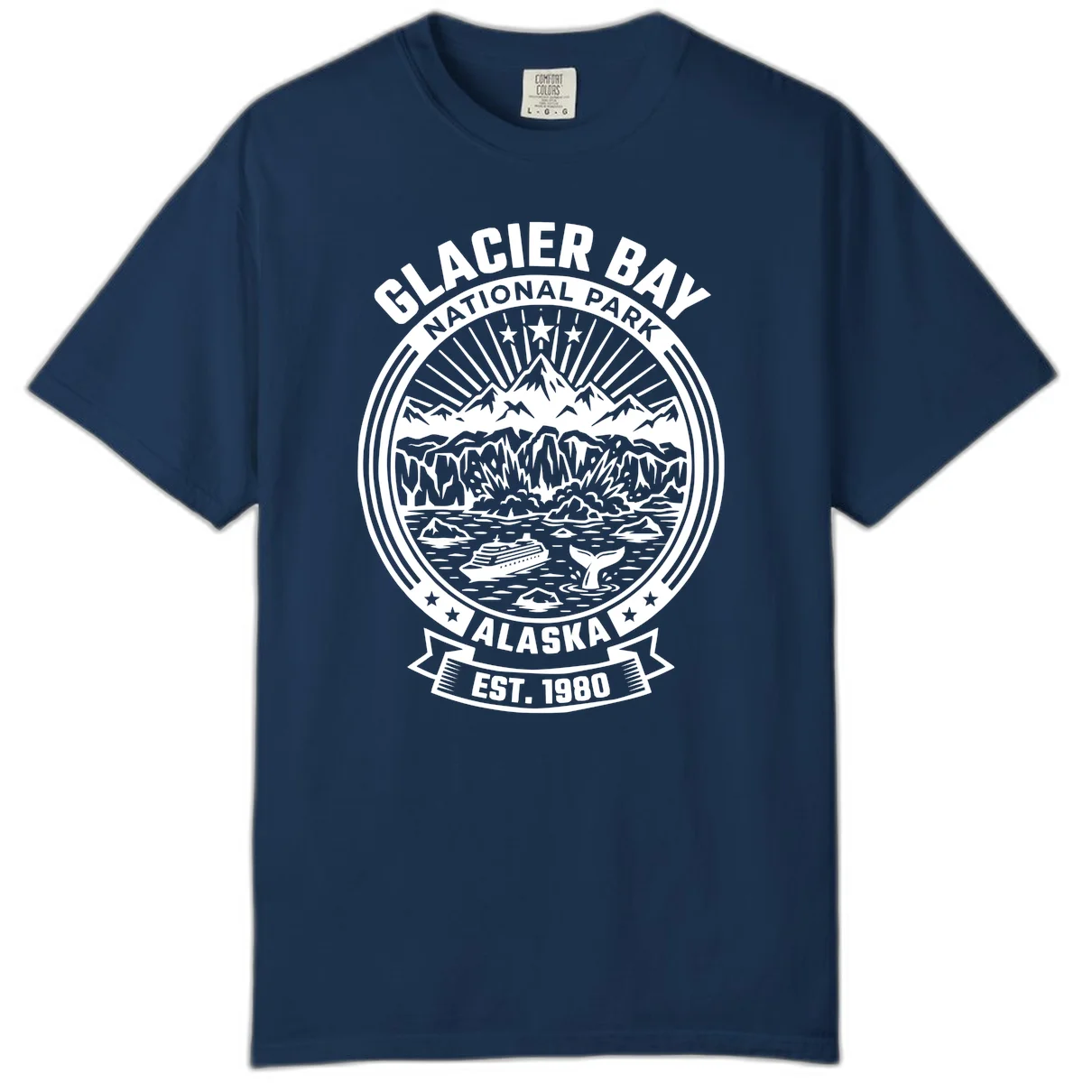 Glacier Bay National Park Comfort Color T-Shirt in Navy