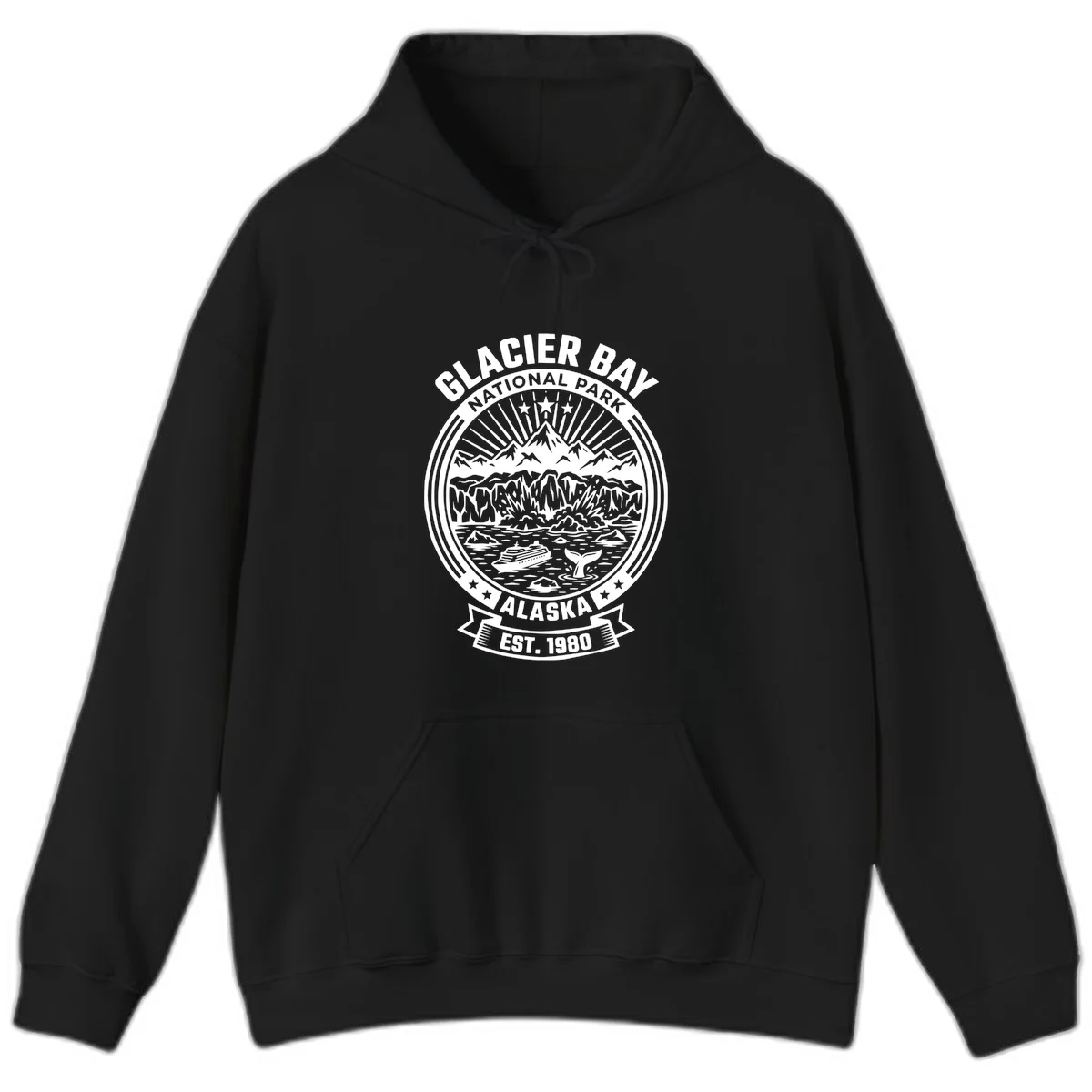 Glacier Bay National Park Alaska Hoodie in Black