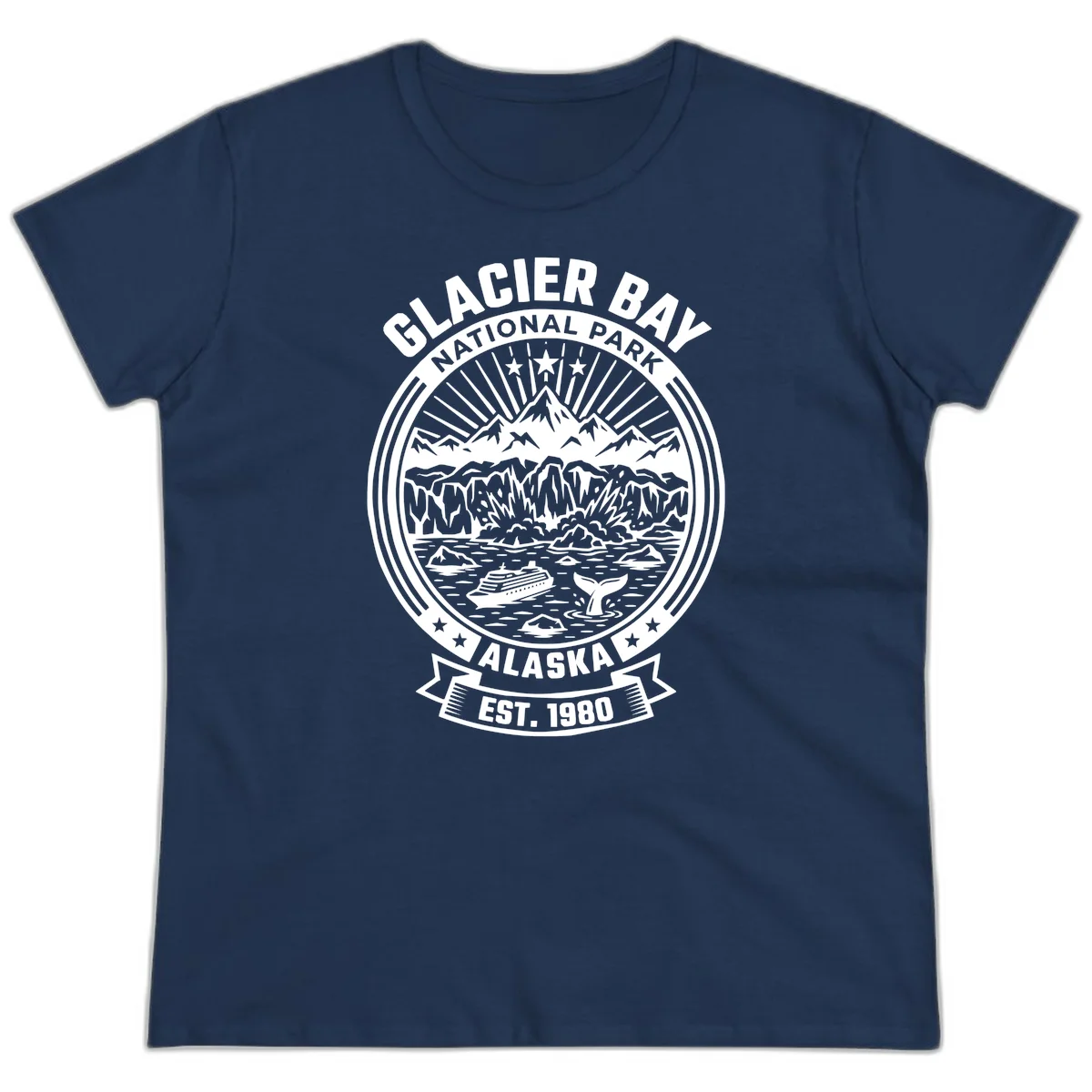 Glacier Bay National Park Alaska Ladies Tee in Navy
