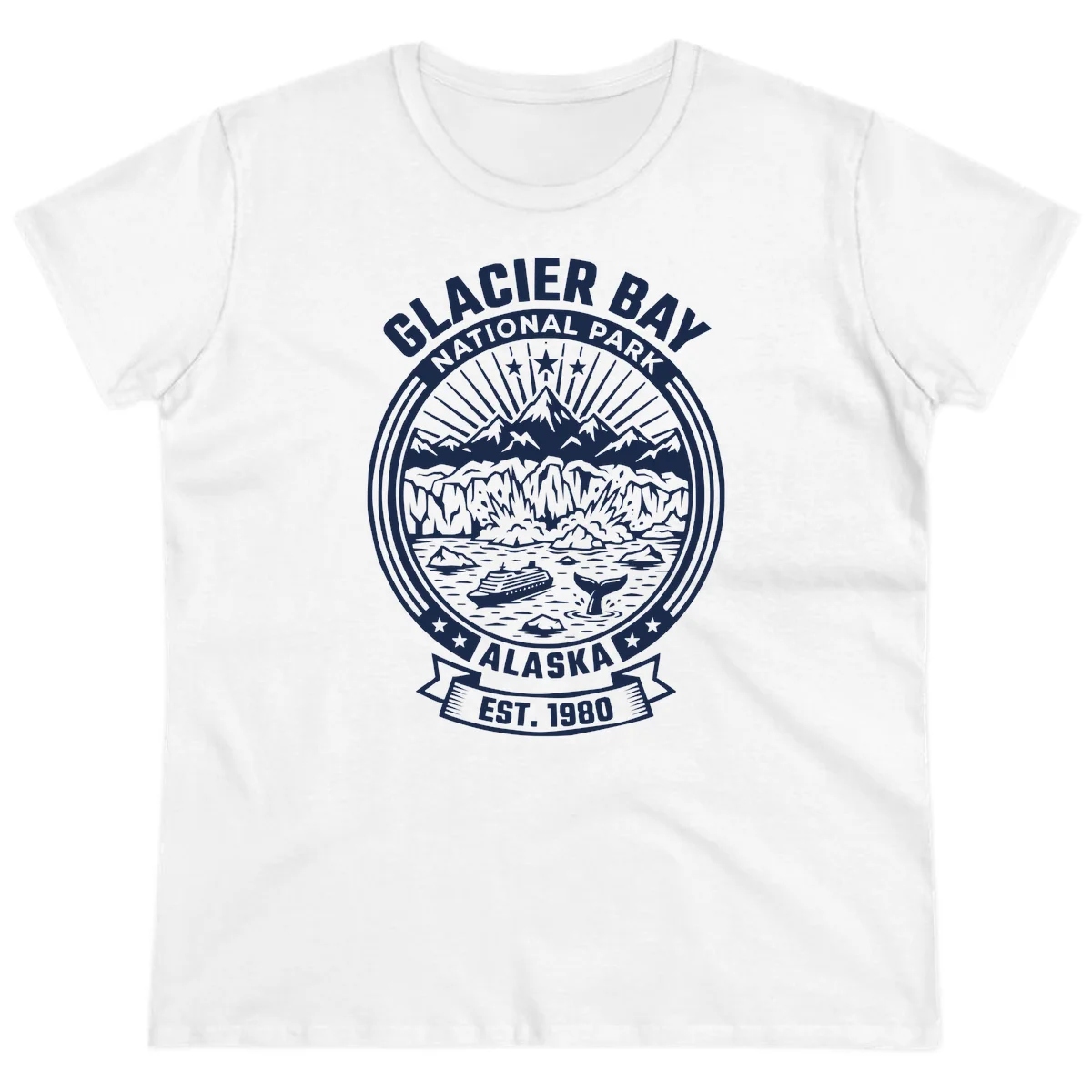 Glacier Bay National Park Alaska Ladies Tee in White
