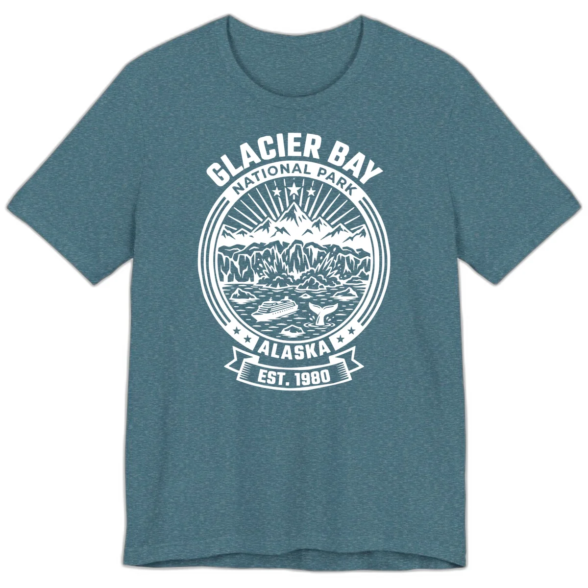 Glacier Bay National Park Alaska Premium T-Shirt in Heather Deep Teal