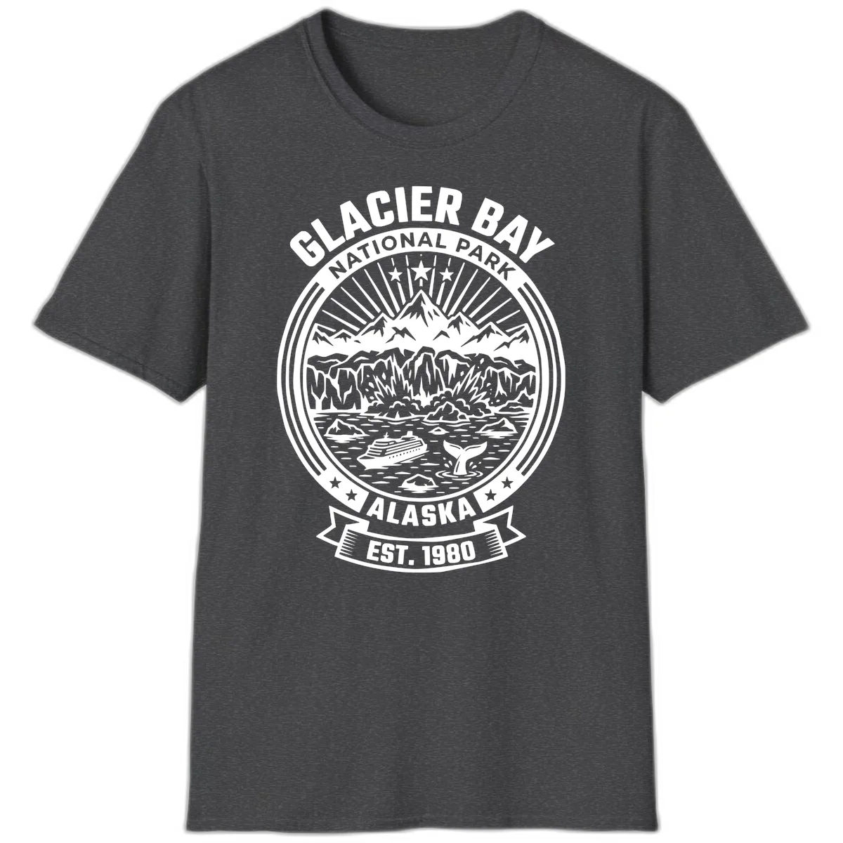 Glacier Bay National Park Alaska Badge T-Shirt in Dark Heather