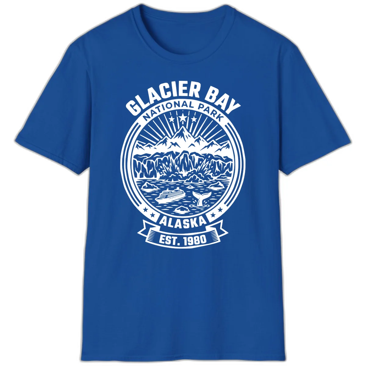 Glacier Bay National Park Alaska Badge T-Shirt in Royal