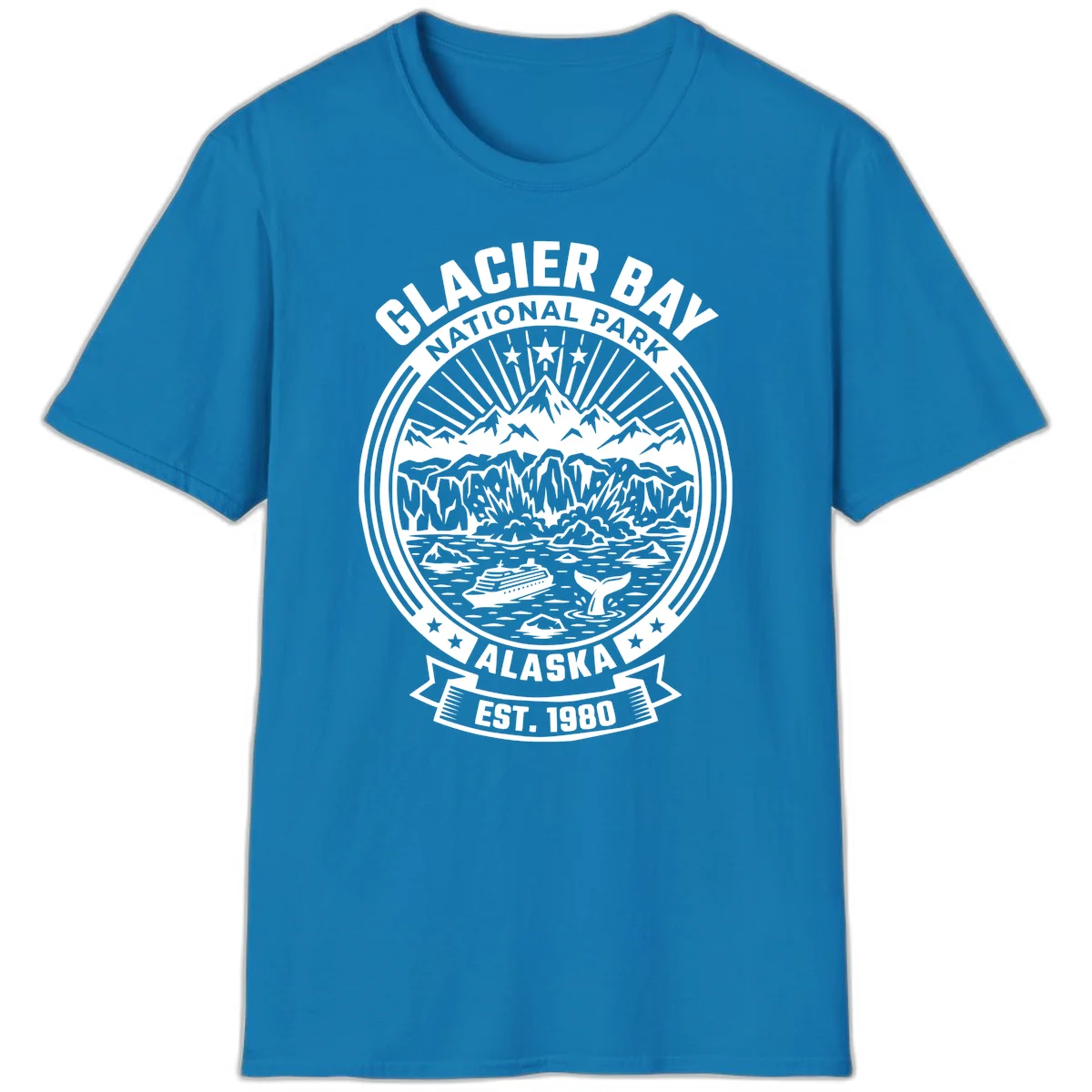 Glacier Bay National Park Alaska Badge T-Shirt in Sapphire