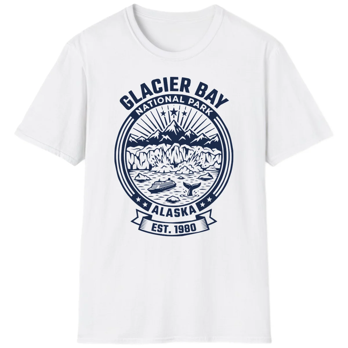 Glacier Bay National Park Alaska Badge T-Shirt in White