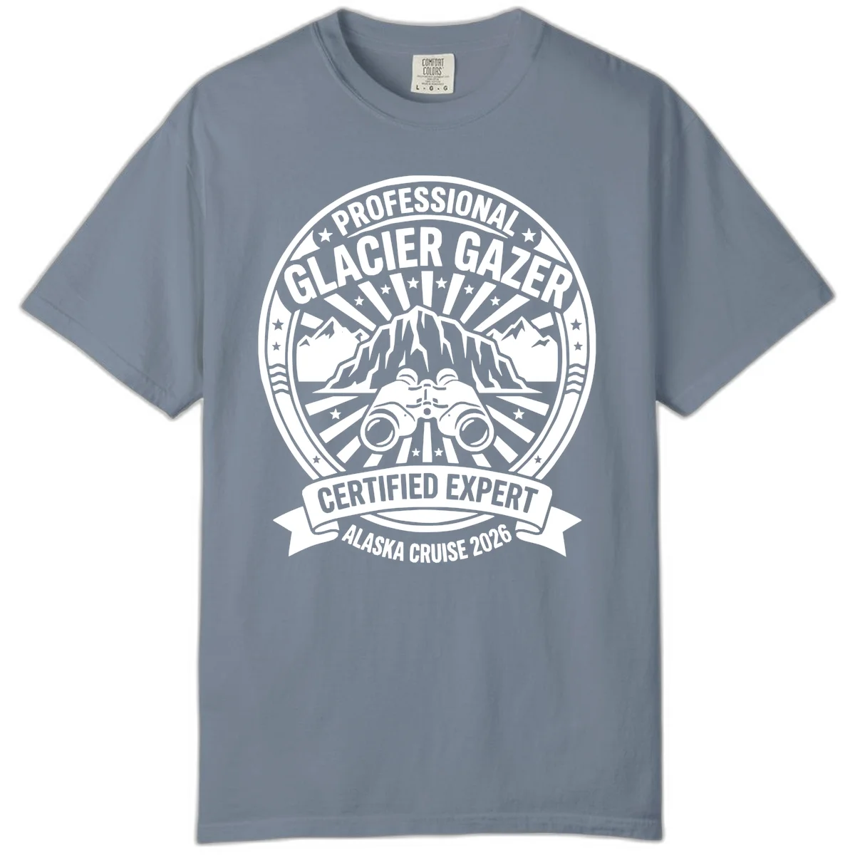 Professional Glacier Gazer Certified Expert Comfort Color T-Shirt in Blue Jean