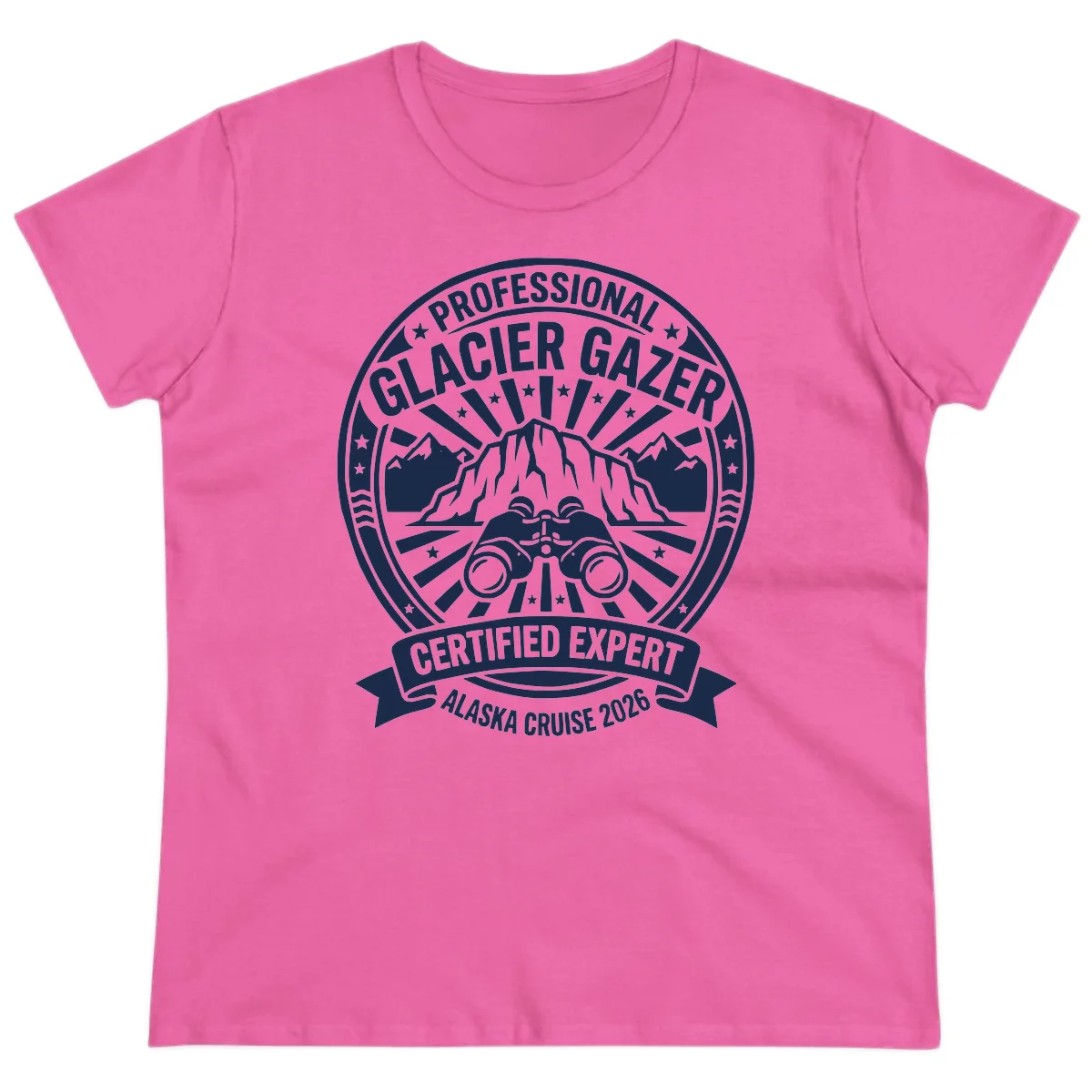 Professional Glacier Gazer Certified Expert Badge Ladies Tee in Azalea