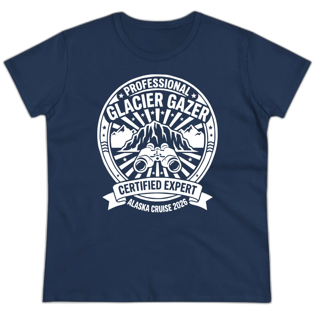 Professional Glacier Gazer Certified Expert Badge Ladies Tee in Navy