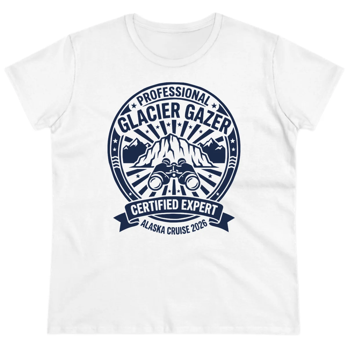 Professional Glacier Gazer Certified Expert Badge Ladies Tee in White